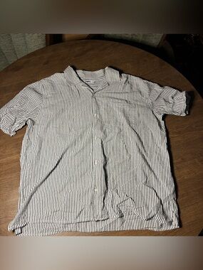VATPAVE Men’s 2XL Casual Stripped Blue White Short Sleeve Shirt.